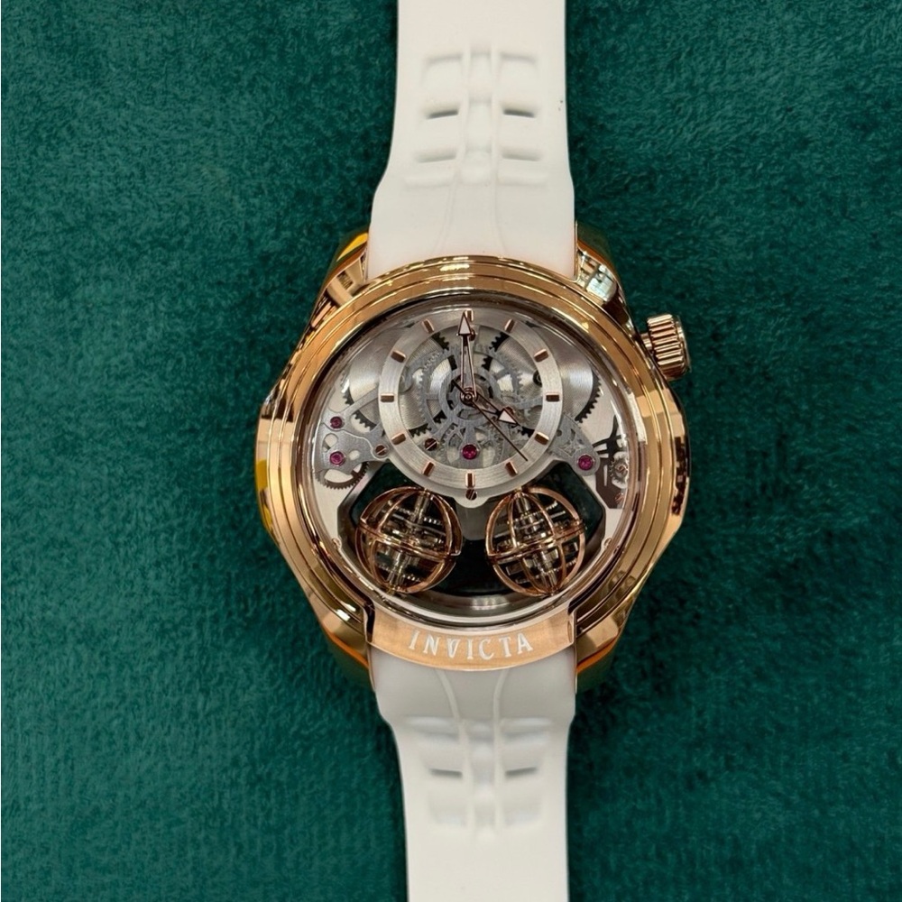 Invicta White and Rose Gold Skeleton Watch quarts mens - Picture 5 of 7